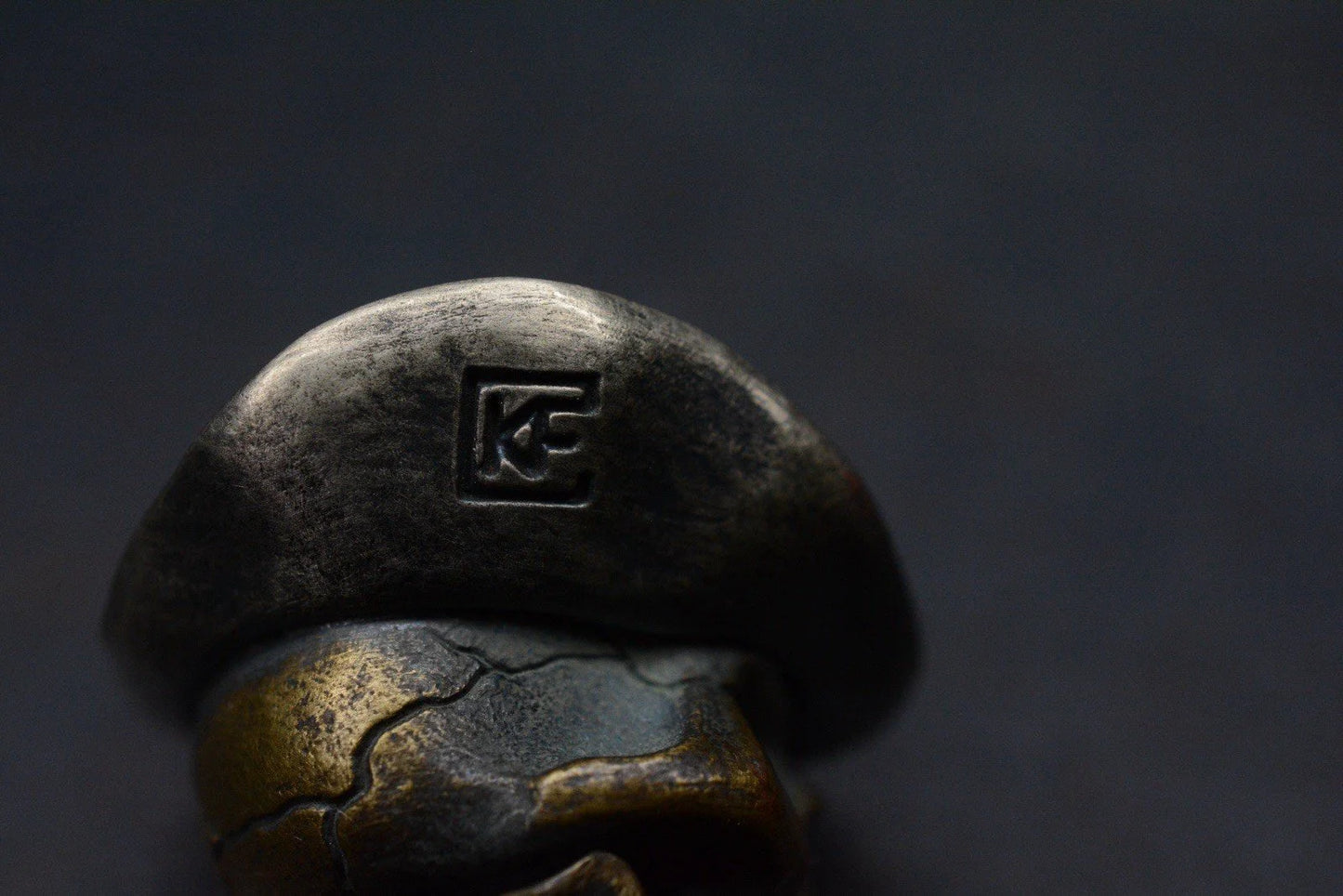 NEW Custom Knife Factory Merzost Articulating Cowboy Skull Patina Bronze Bead