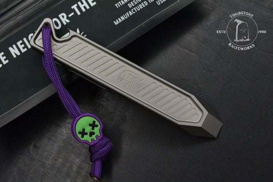 NEW Peace Neighbor Archon Raw Ti Plain Pry & Bottle Opener w/ Wkrmn Skull Bead