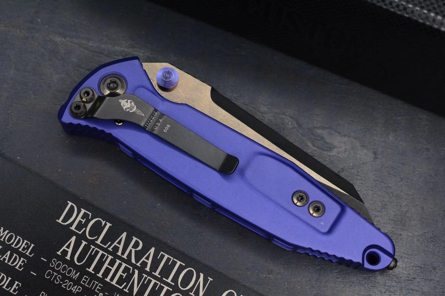 CUSTOM Marfione Socom Elite Warcom 204P Hand Ground Purple Ano / Stingray Inlay
