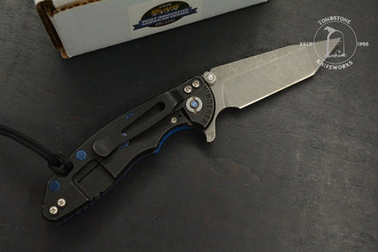 NEW Hinderer XM-18 Harpoon Tanto Blue G-10 Black Rear Scale w/ Blue Custom Hdw