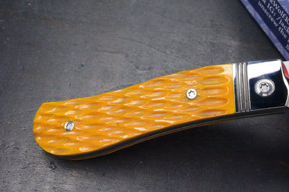 NEW Jack Wolf K9 Jack Steel Series Yellow Jigged Bone Satin Blade