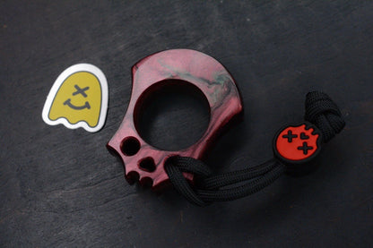 NEW Wkrmn Bonehead Resin Cast Red/ Black Bottle Opener w/ Wkrmn Skull Bead