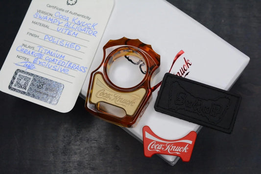 NEW SWAMP EDC Swampy Alligator - Coca Cola Ultem Ti/Brass Inlay Set Re Microtech