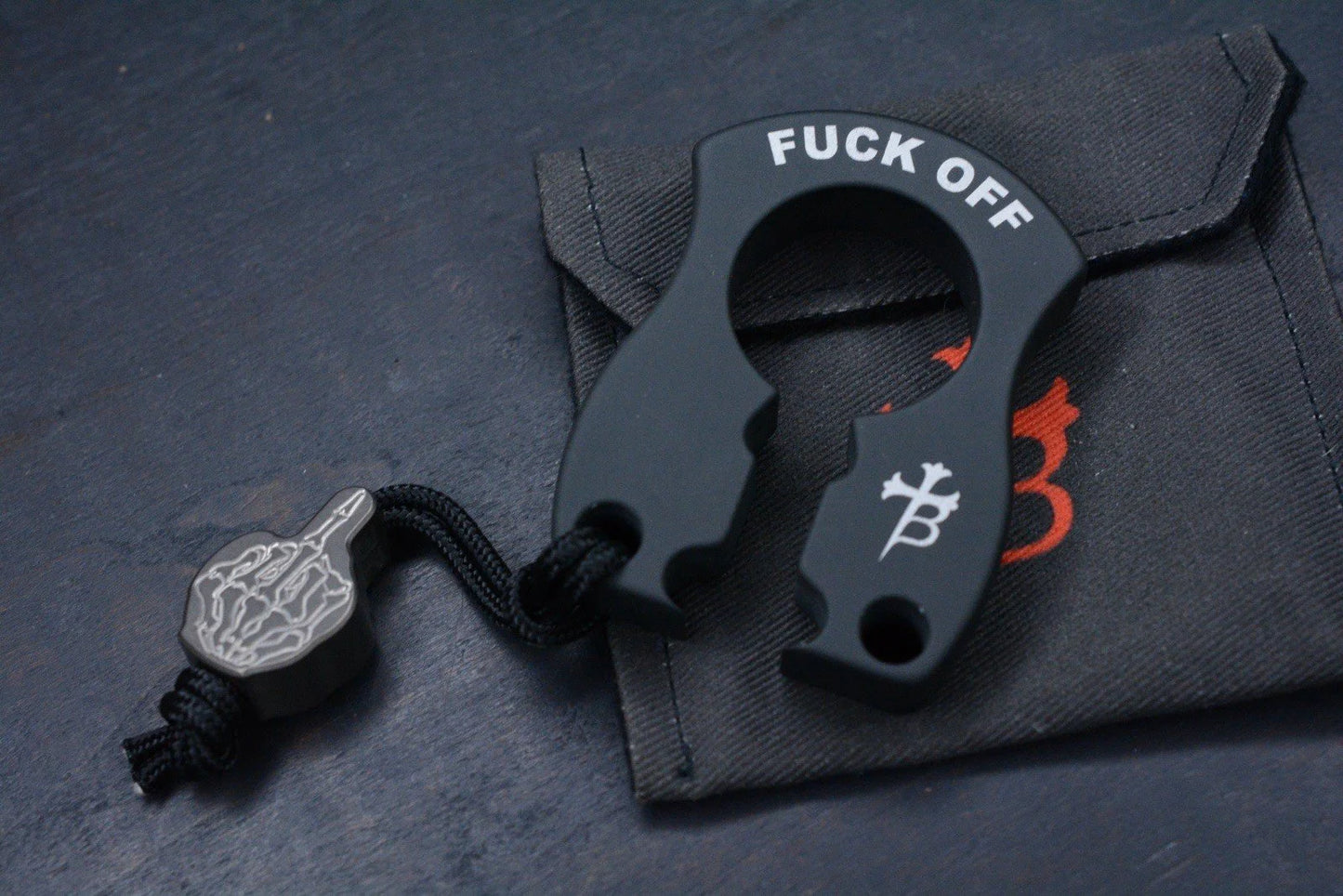 RARE John Grey x Borka Keyper Blacked Out "F**k Off" w/FU From the Grave Ti Bead