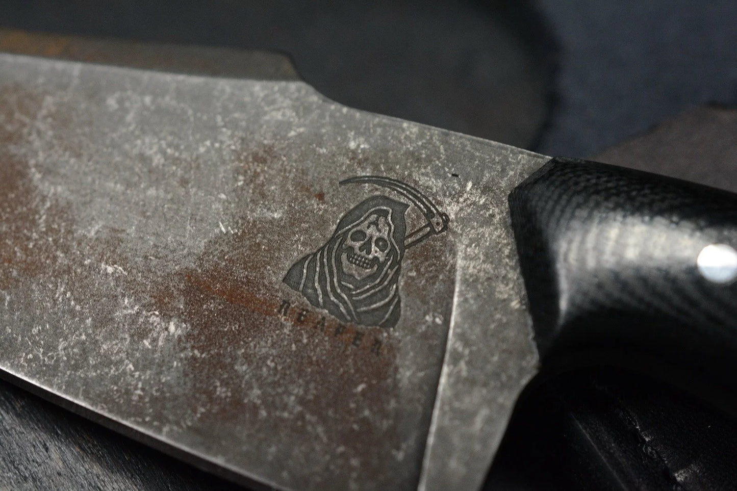 Custom Crimson Tactical Reaper Fixed Blade Dark Stonewash G-10 w/ Bullet Bead