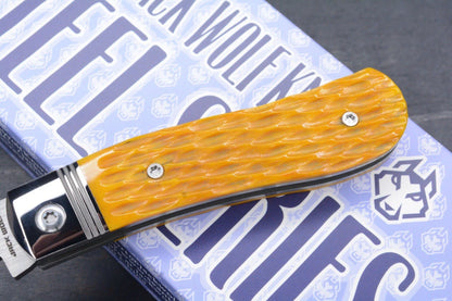 NEW Jack Wolf K9 Jack Steel Series Yellow Jigged Bone Satin Blade
