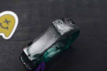 NEW Wkrmn Bonehead Resin Cast Blue/ Grey Bottle Opener w/ Wkrmn Skull Bead