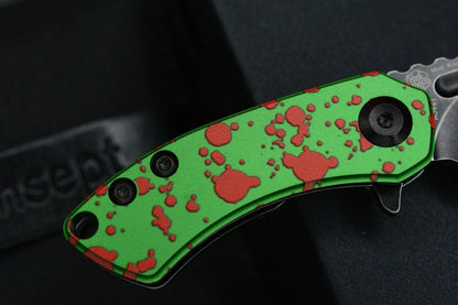 NEW Kanscept x Koch Mini Korvid Zombie Green Anodized Black Blade Flipper
