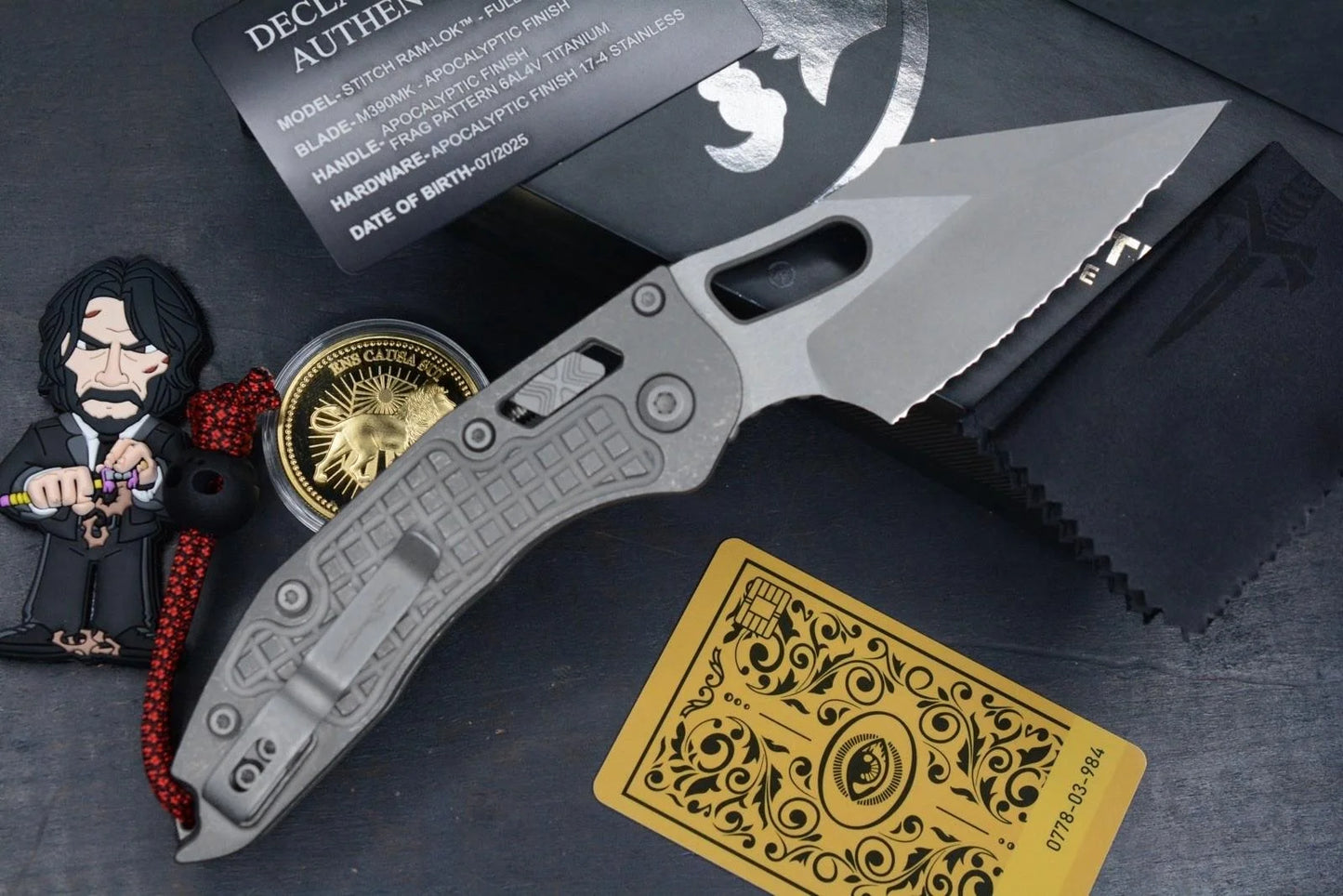 NEW Microtech Manual Stitch Marfione Select - Full Ti/ Frag FULL SERR w/ Playge