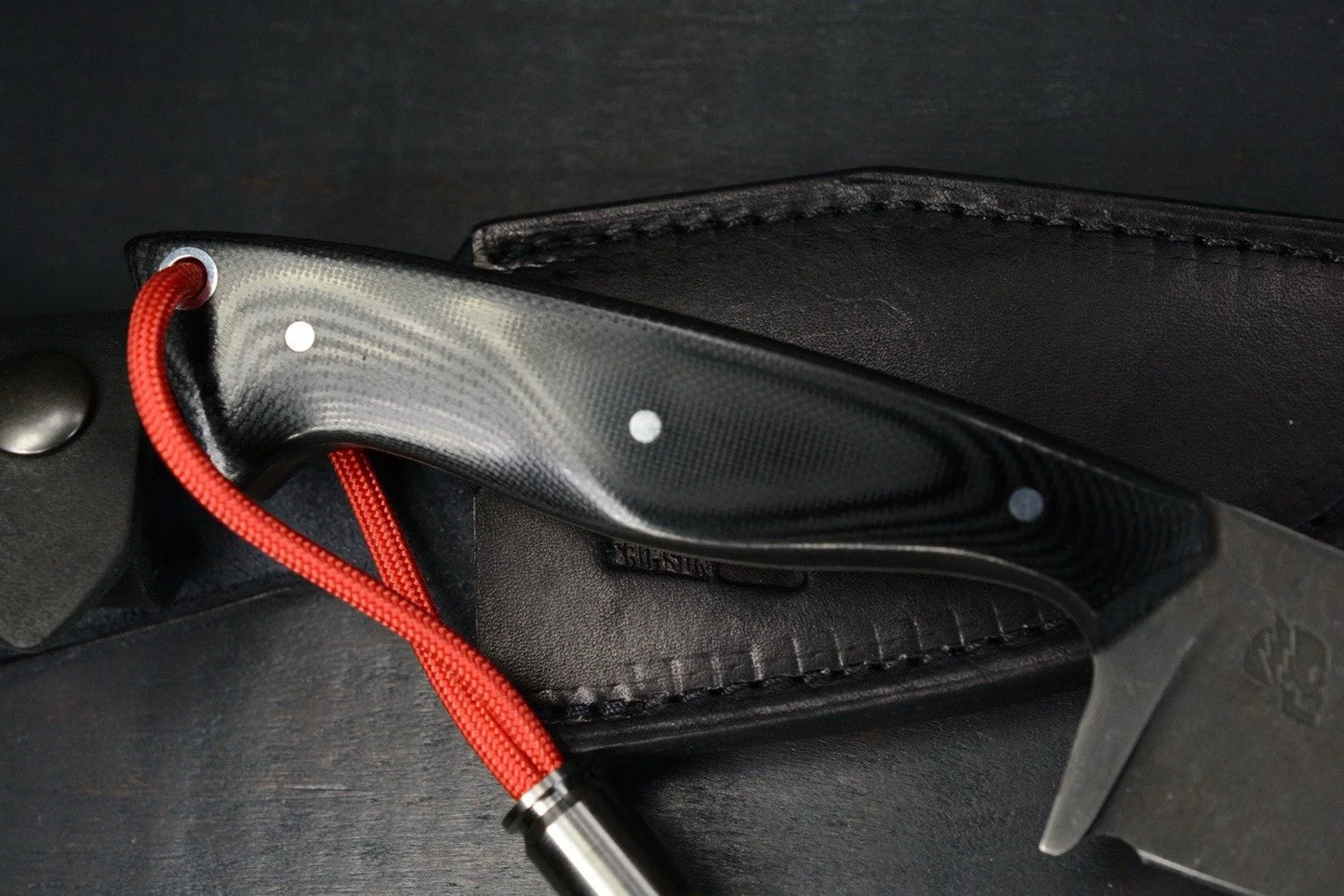 Custom Crimson Tactical Reaper Fixed Blade Dark Stonewash G-10 w/ Bullet Bead