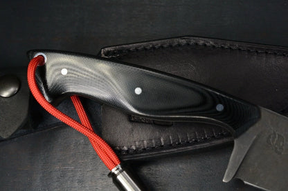 Custom Crimson Tactical Reaper Fixed Blade Dark Stonewash G-10 w/ Bullet Bead