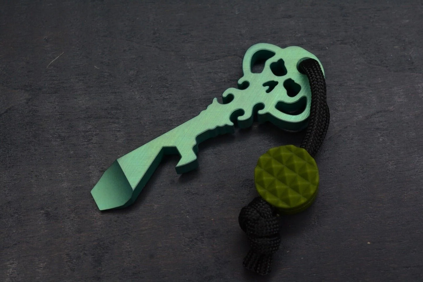 NEW Urban EDC Chaves Knives Ti Skeleton Pry Bar Ano-Green w/JRW Curator Bead