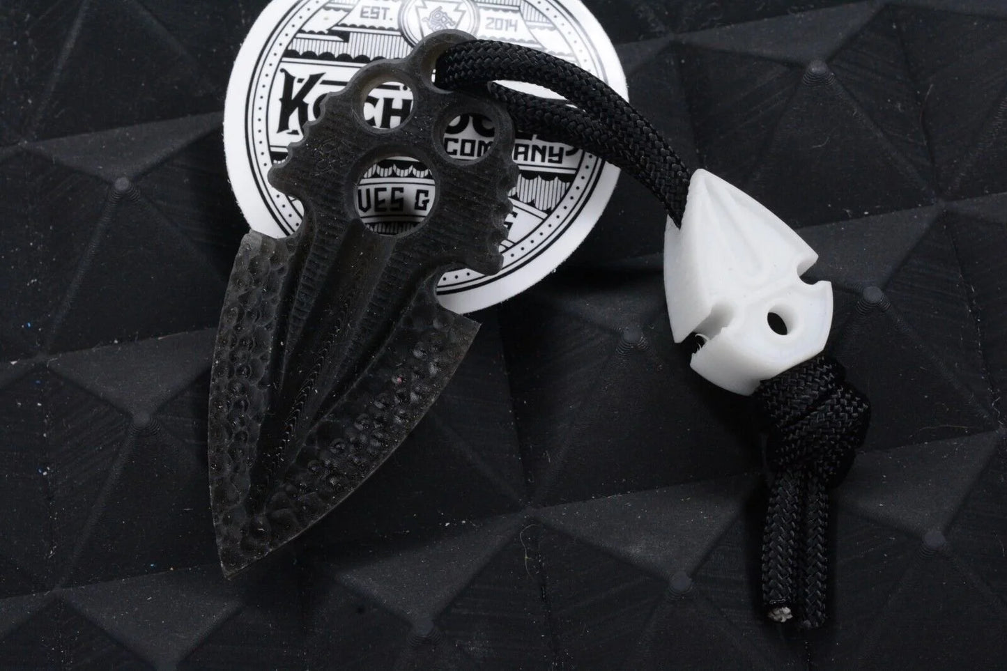 NEW Koch Tools “Artifakt” Arrowhead Pry Bar Black G-10 w/ White Artifakt Bead
