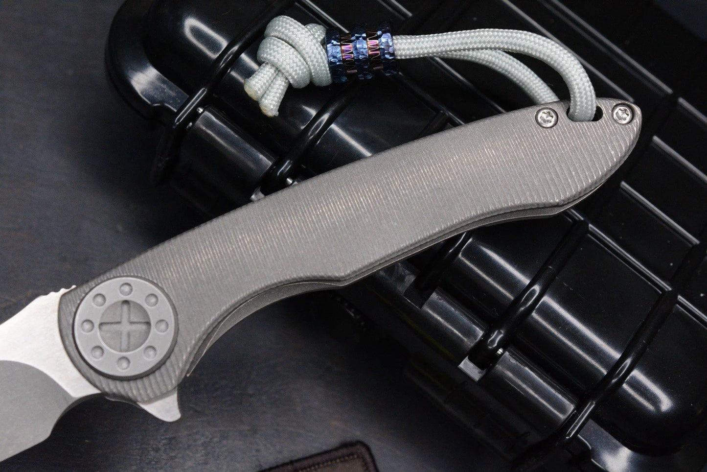 BNIB Curtiss Custom Retro Cruze Ti Handle Flipper M390 Blade w/ Timascus Bead