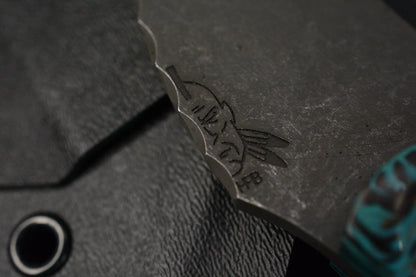 NEW Half Face Karambito Carbon w/ Teal Resin Texture Grip Terminal List  1/1