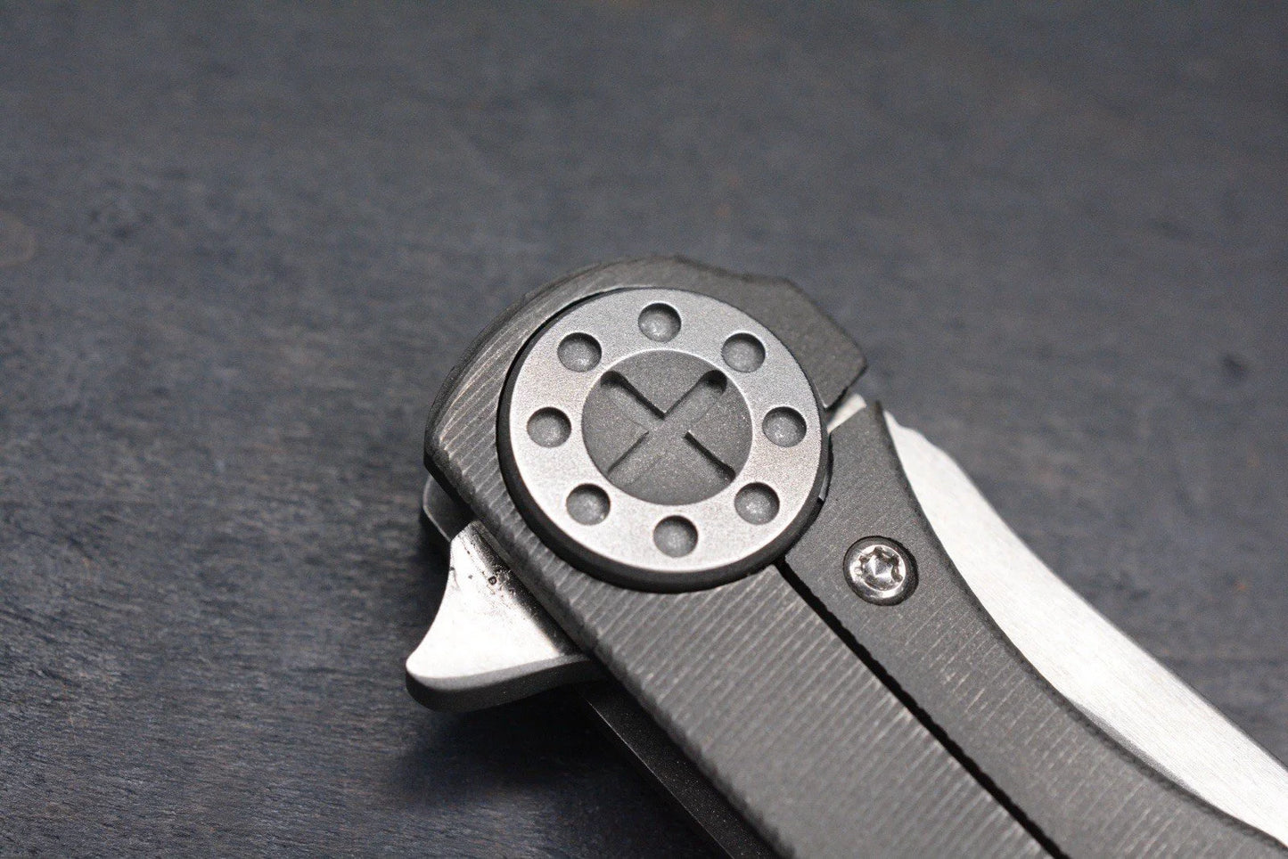 BNIB Curtiss Custom Retro Cruze Ti Handle Flipper M390 Blade w/ Timascus Bead