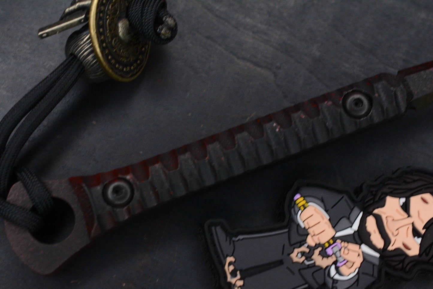 NEW Half Face Blades Cardiac Spike G-10 Coated Dagger w/John Wick Bead & Patch