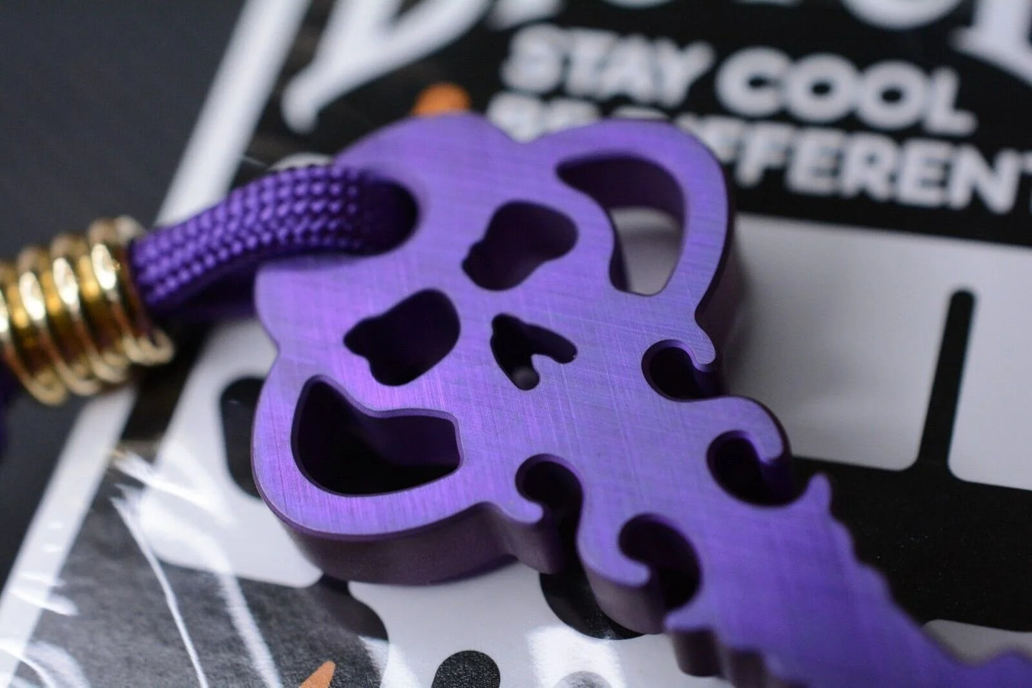 NEW Urban EDC Chaves Knives Ti Skeleton Pry Bar Ano-Purple w/Custom Bead Set