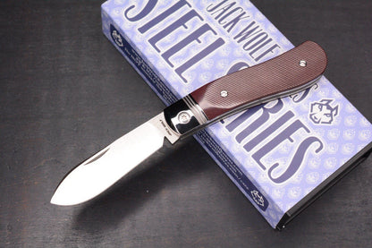 NEW Jack Wolf Knives K9 Jack Steel Series Redstone Richlite Sawcut, Satin 154CM