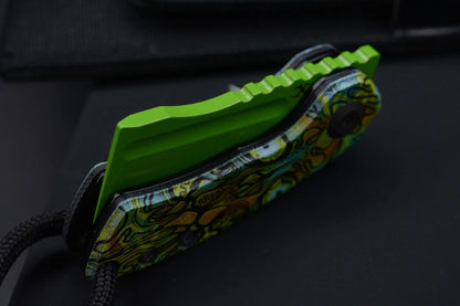 Koch x Kanscept Mini Korvid Undead G10 Green Blade w/ Koch Shamrock Bead & Patch