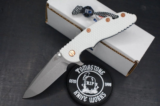 RARE Hinderer Spec Assembly XM-18 3.5” Spanto Battle Blue/Copper HDW / White G10