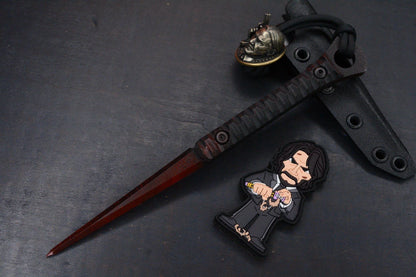 NEW Half Face Blades Cardiac Spike G-10 Coated Dagger w/John Wick Bead & Patch
