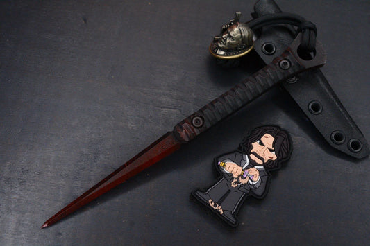NEW Half Face Blades Cardiac Spike G-10 Coated Dagger w/John Wick Bead & Patch