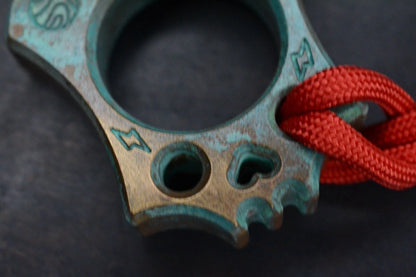 NEW Wkrmn Design Bonehead “Checkered” Turquoise Patina Brass w/ Matching Bead