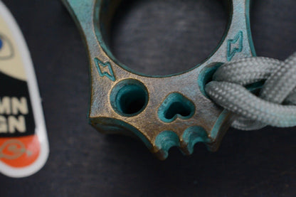 NEW Wkrmn Design Bonehead “Dead Eye” Turquoise Patina Brass w/ Matching Bead