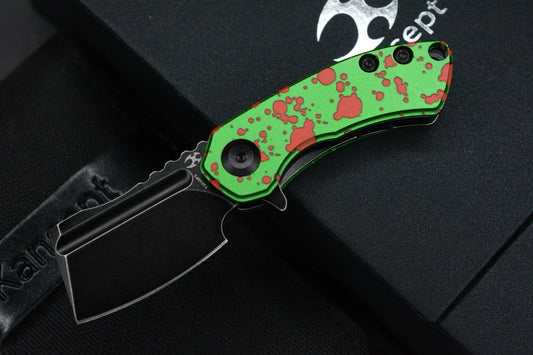 NEW Kanscept x Koch Mini Korvid Zombie Green Anodized Black Blade Flipper