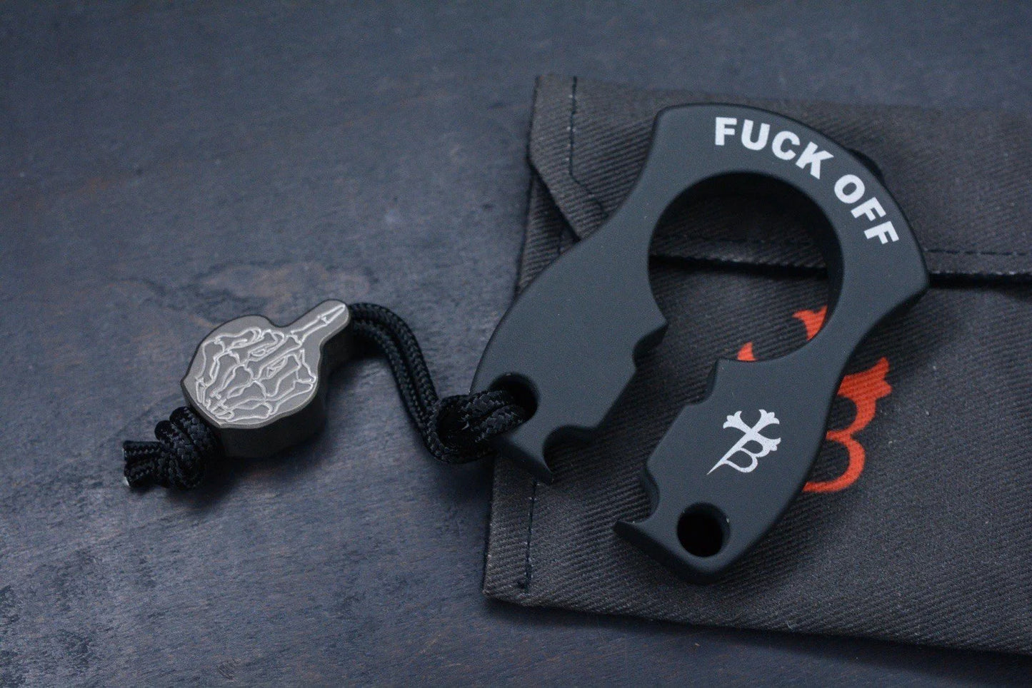 RARE John Grey x Borka Keyper Blacked Out "F**k Off" w/FU From the Grave Ti Bead