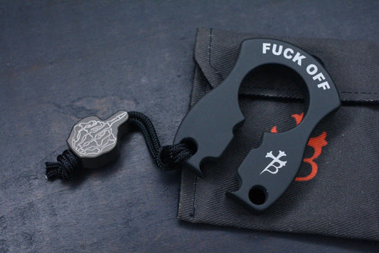 RARE John Grey x Borka Keyper Blacked Out "F**k Off" w/FU From the Grave Ti Bead
