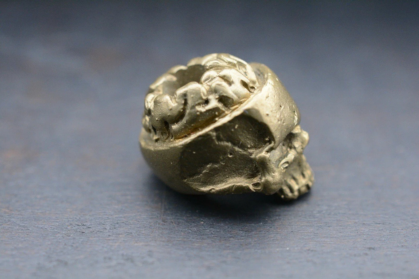 RARE Obsidian Design Brained Cranium Skull Bead Brass / Bronze