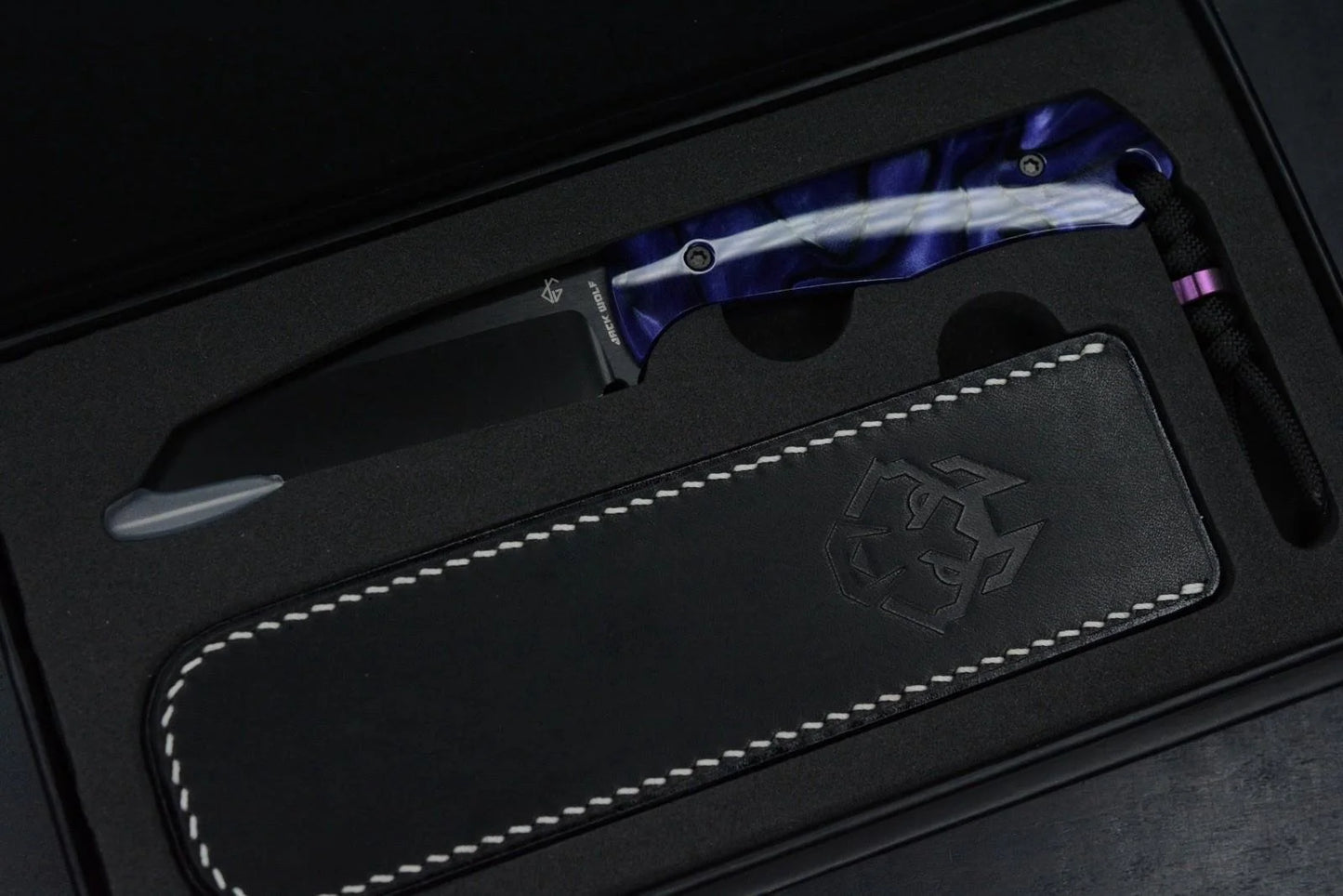 NEW Jack Wolf Knives Collusion - Kirinite Purple CF / Satin DLC S90V w/ Sheath