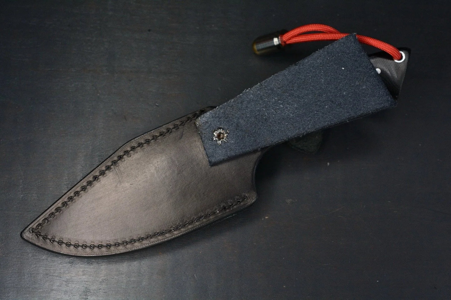 Custom Crimson Tactical Reaper Fixed Blade Dark Stonewash G-10 w/ Bullet Bead