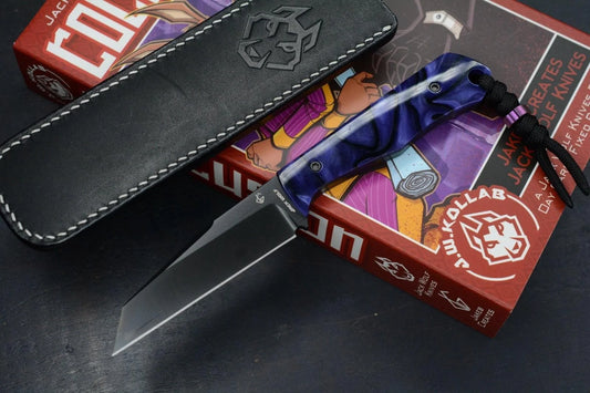 NEW Jack Wolf Knives Collusion - Kirinite Purple CF / Satin DLC S90V w/ Sheath