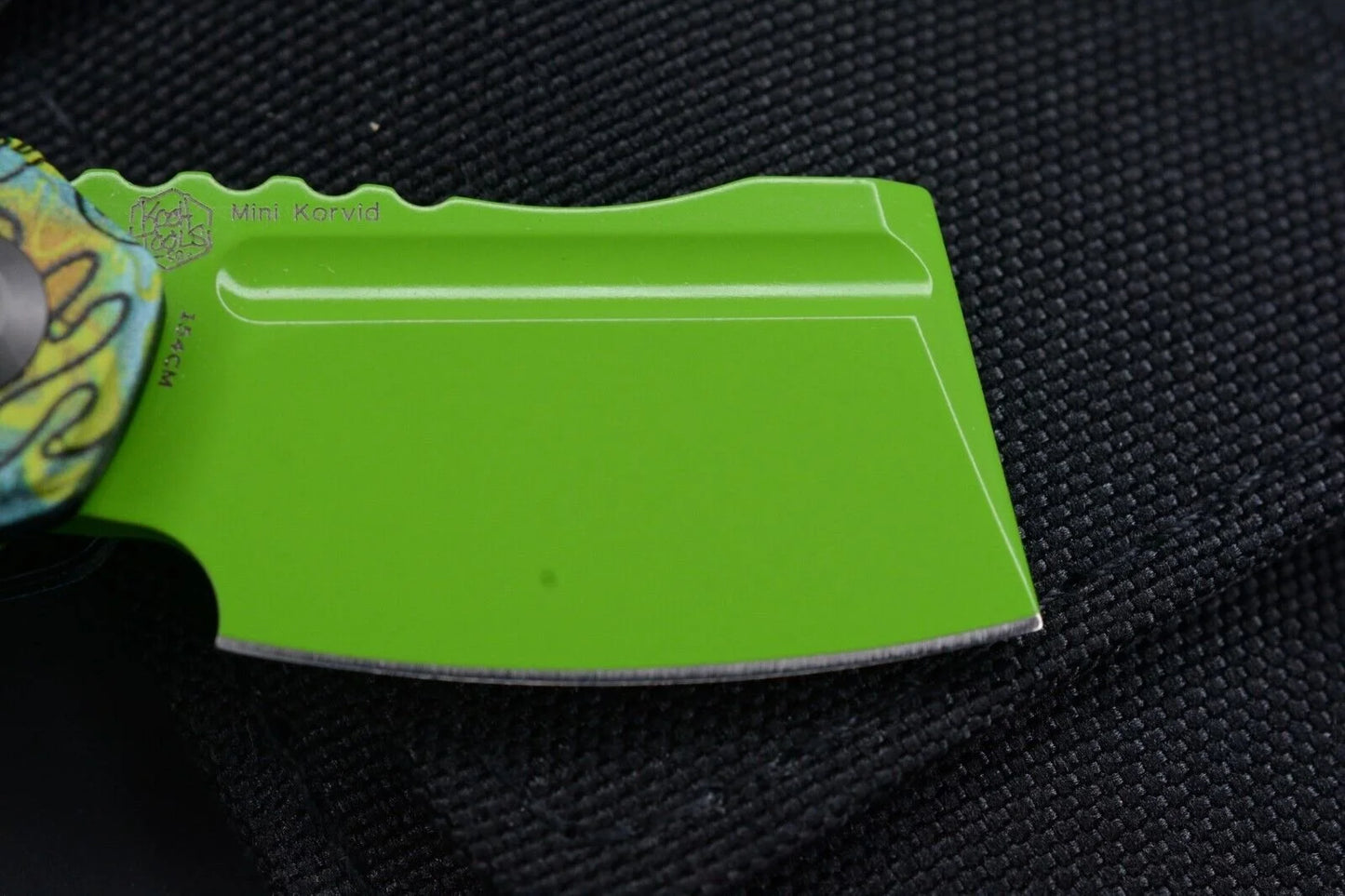 Koch x Kanscept Mini Korvid G10 Undead Green Blade w/Koch St. Paddy Patch & Bead