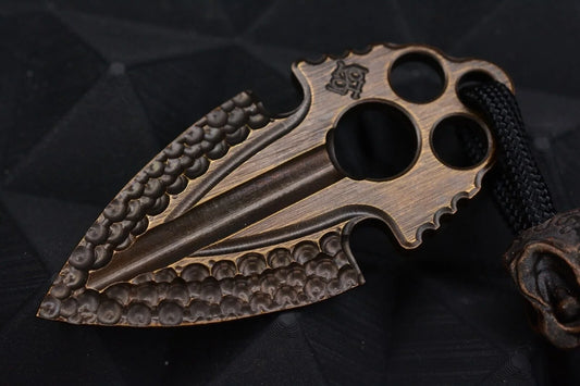 NEW Koch Tools Artifakt Arrowhead Pry Bar Forced Patina Brass w/Resin Skull Bead