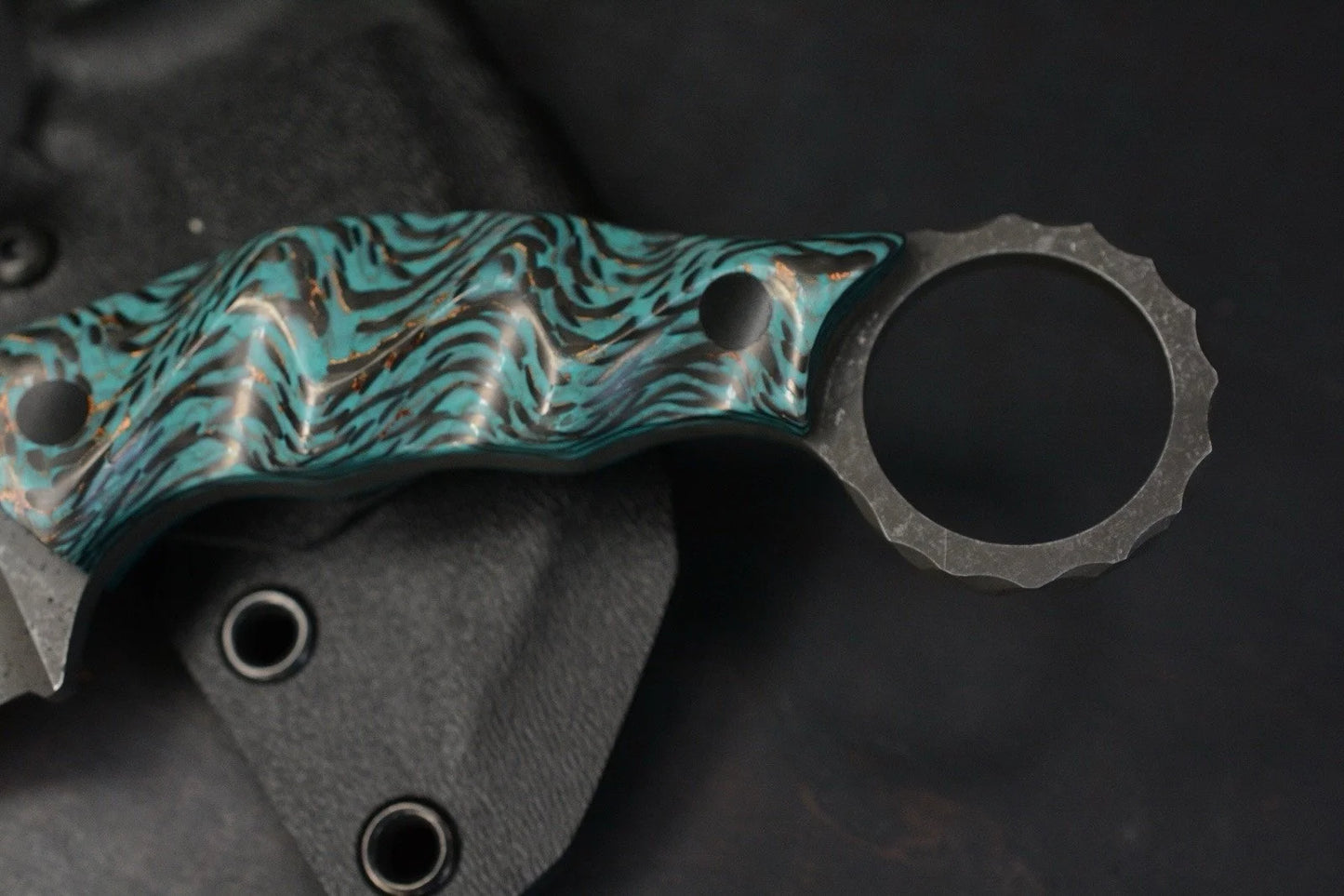 NEW Half Face Karambito Carbon w/ Teal Resin Texture Grip Terminal List  1/1