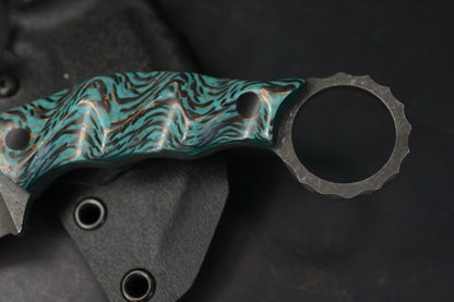 NEW Half Face Karambito Carbon w/ Teal Resin Texture Grip Terminal List  1/1
