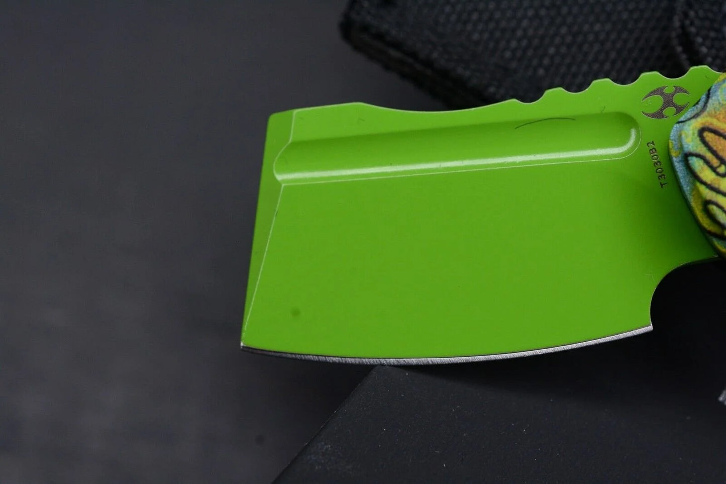 Koch x Kanscept Mini Korvid Undead G10 Green Blade w/ Koch Shamrock Bead & Patch