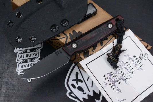 NEW OEGEDC District Fixie Red Burl G-10 Handle - Magnacut Blade w/ Spawn Bead