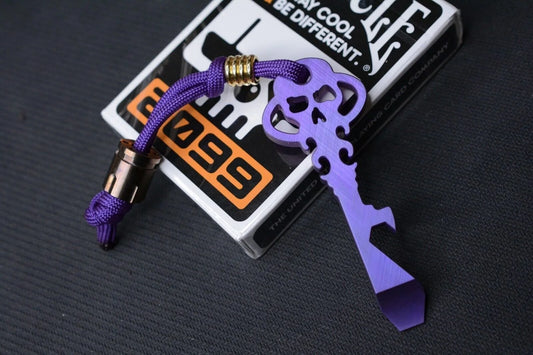 NEW Urban EDC Chaves Knives Ti Skeleton Pry Bar Ano-Purple w/Custom Bead Set