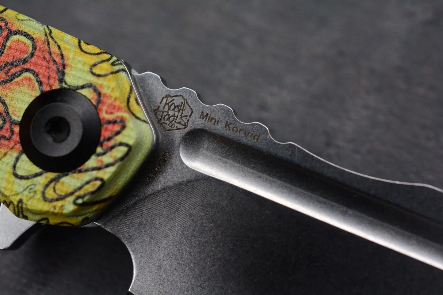 Koch x Kansept Knives Undead SW Mini Korvid w/ Green Beret Skull Bead