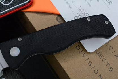 RARE NEW Prometheus x WOE Birdwatcher Topo Ti SPD ED - Black Micarta/ Magnacut