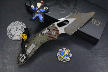 RARE Microtech Stitch-Ram-Lok Outbreak Sig Series Part-Serr w/Fallout Poker Pack