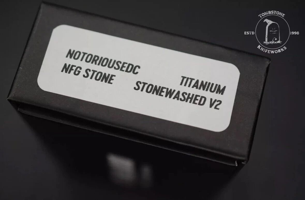 Notorious EDC NFG Worry Stone Stonewashed Titanium V2 w/ Wkrmn Yellow Ghost Bead