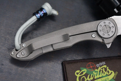 BNIB Curtiss Custom Retro Cruze Ti Handle Flipper M390 Blade w/ Timascus Bead