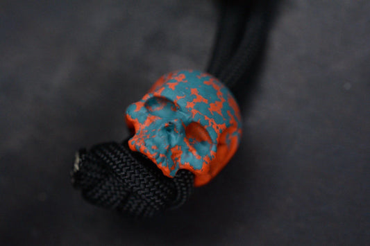 NEW Wkrmn Design Bonehead “Checkered” Turquoise Patina Brass w/ Skull Bead