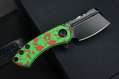NEW Kanscept x Koch Mini Korvid Zombie Green Anodized Black Blade Flipper